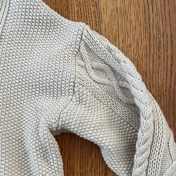 J Crew 100% Cotton Cable Knit Cream Sweater - Picture 5 of 10